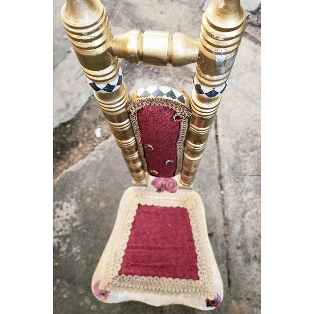Textile Antique Whimsical "Alice in Wonderland" Avant-Garde Victorian Spool Chair For Sale - Image 7 of 7