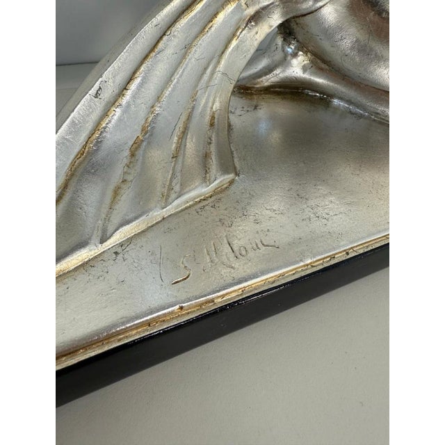 Salvatore Melani, Art Deco Diana the Huntress Sculpture, Silver Leaf Sculpture, 1930s For Sale - Image 9 of 13