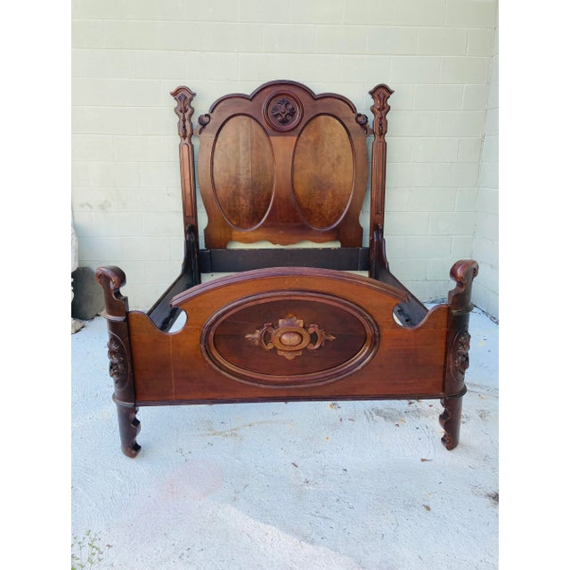 Victorian Antique Carved Bed For Sale - Image 3 of 13