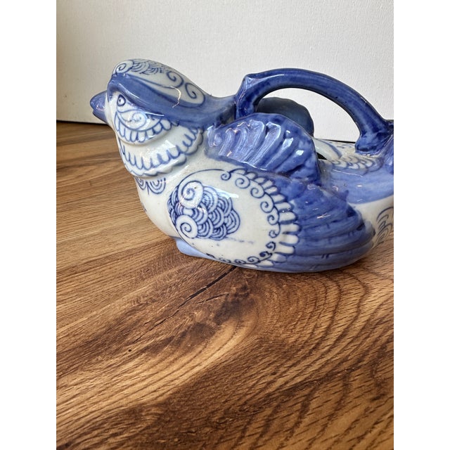 1970s Asian Blue and White Ceramic Bird Creamer Cup/Teapot For Sale - Image 4 of 8
