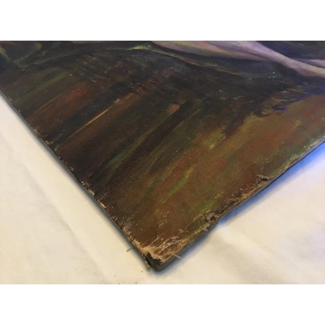 Vintage Painting - Full Length Portrait - Seated Female Nude - Oil on Canvas - Mid 20th C. For Sale - Image 9 of 12