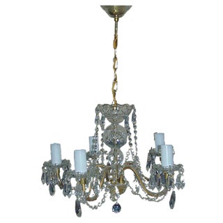 Chandelier with Glass Crystals, 1950s For Sale
