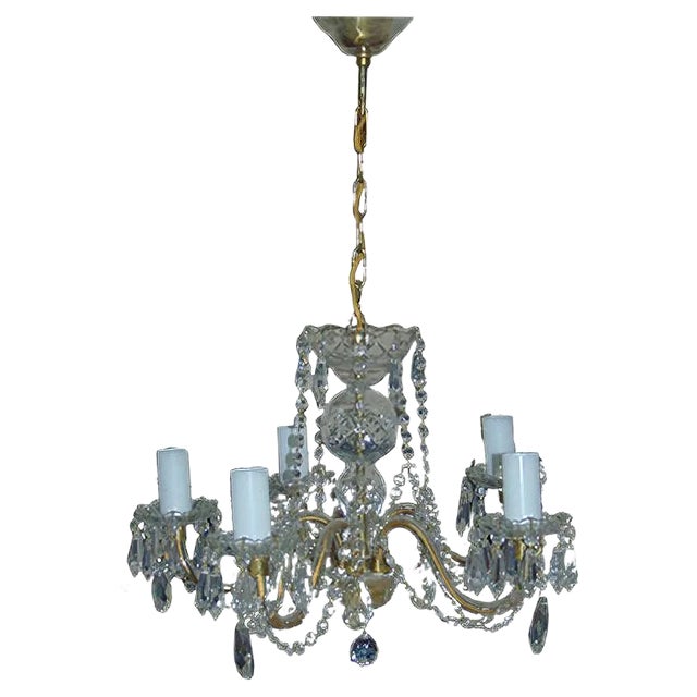 Chandelier with Glass Crystals, 1950s For Sale
