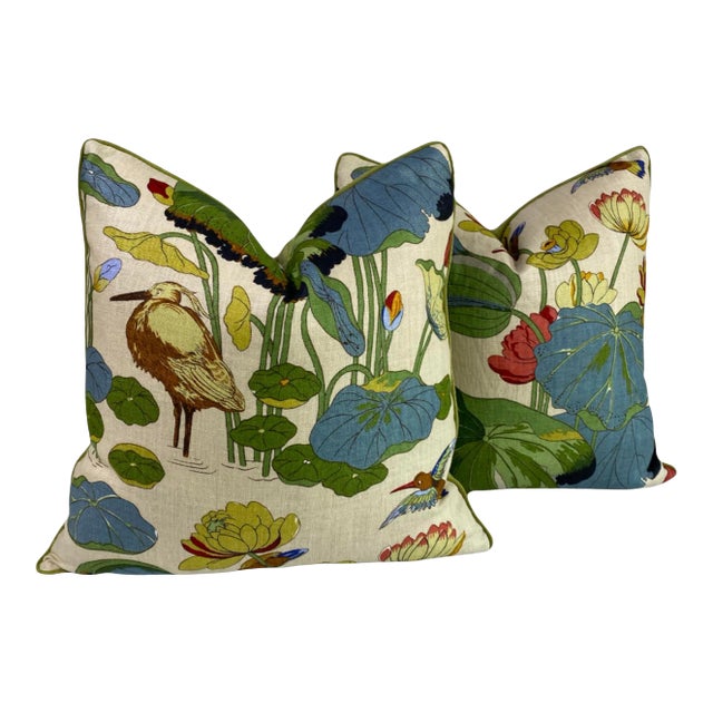 Early 21st Century Gp and J Baker “Nympheus” Pillows in Stone- a Pair For Sale