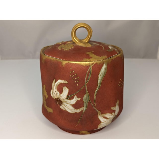French A. Klingenberg Limoges Biscuit Jar: Hand-Painted Art Nouveau Floral, c. 1880-1890 For Sale - Image 3 of 10