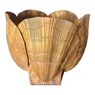 1970s Large Brass Sea Shell Planter For Sale