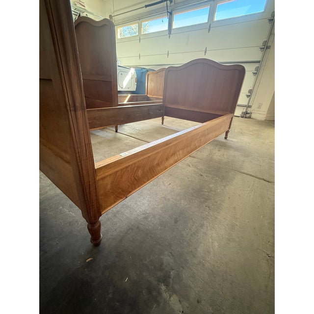 Two Walnut Early 20th Century Twin Bed Frames For Sale In Las Vegas - Image 6 of 11