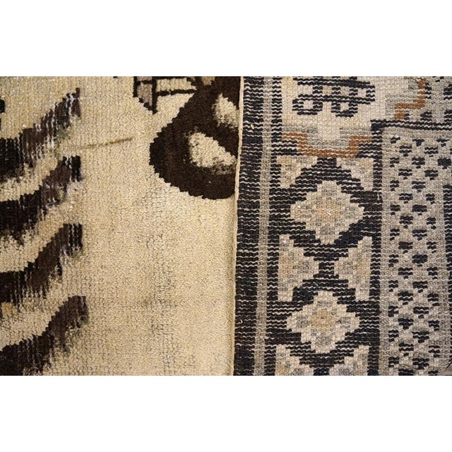 1920s Ivory Scene Pictorial Antique Chinese Bao Tou Rug 3' X 5' 2" Handknotted Wool Carpet For Sale In New York - Image 6 of 8