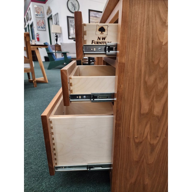 Wood Cherry Shaker Desk With 4 Utility Drawers and 2 Filing Drawers For Sale - Image 7 of 8