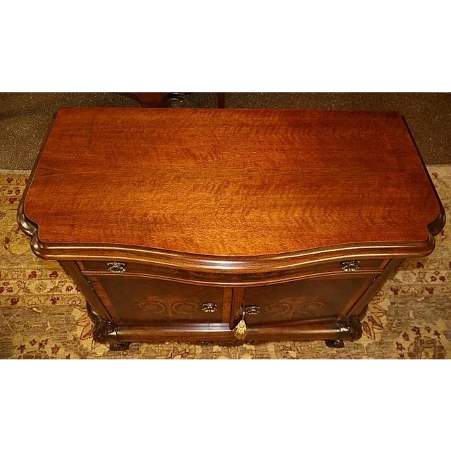 1920's French Louis XV Style Walnut Inlaid Commode Chest Server by Rockford For Sale - Image 9 of 10