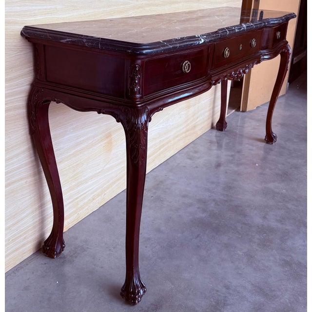 Early 20th Century Regency Console Table with Three drawers and Black Marble For Sale - Image 18 of 18