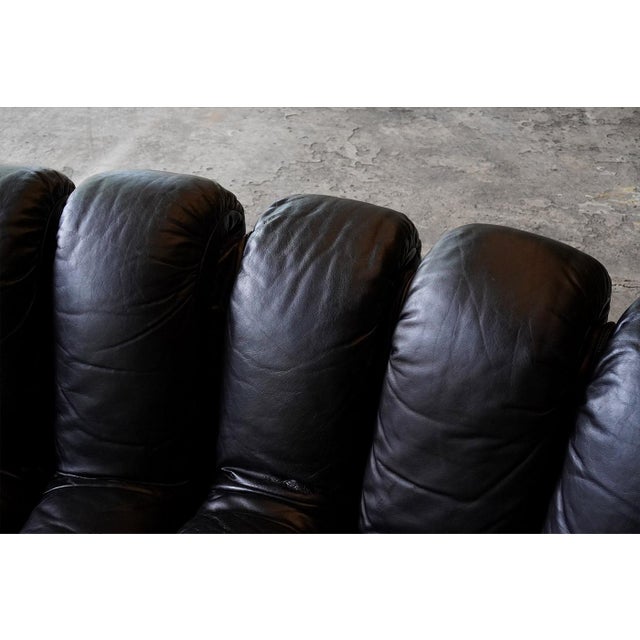 1970s Ds600 Snake Sofa in Black Leather by Ueli Berger for de Sede, Switzerland, 1970s, Set of 19 For Sale - Image 5 of 8