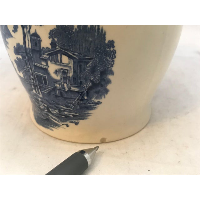 Ceramic Early 20th Century Adams Blue Transferware Pitcher: English Landscape Jug For Sale - Image 7 of 10
