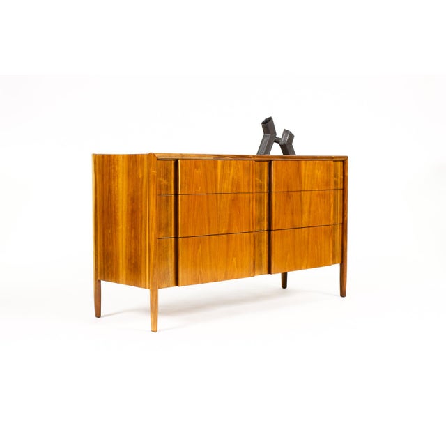#2147 — Danish Modern / Mid Century Walnut Low Dresser — Barney Flagg for Drexel Parallel — 6 Drawers Great vintage walnut...
