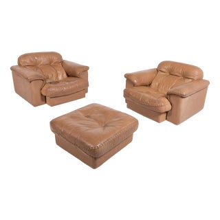 DS 101 Chairs & Ottoman from de Sede, Set of 3 For Sale