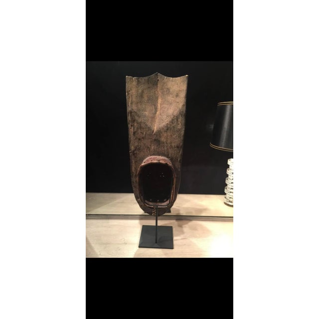 African Polychrome Carved Mounted Headpiece For Sale - Image 4 of 5