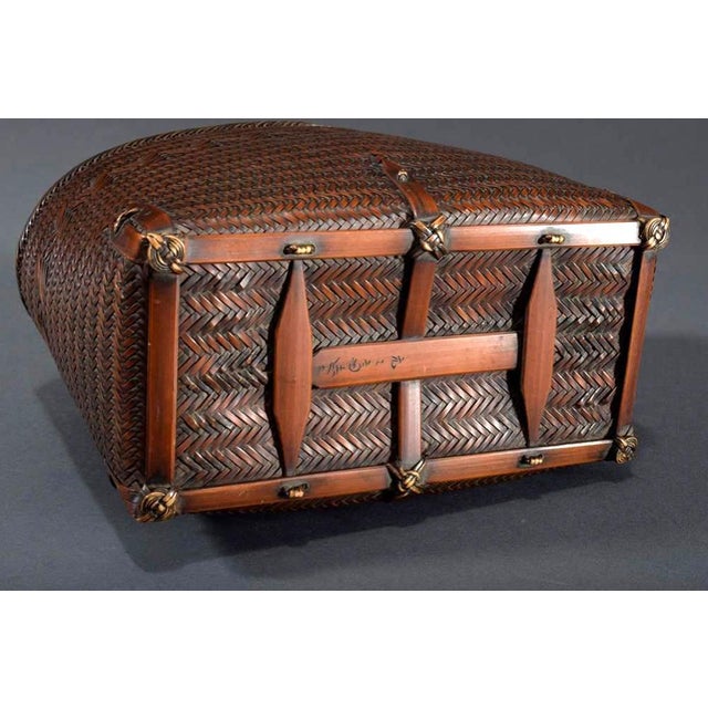 Japonisme Early Japanese Hand Basket with Brocade Interior by Suzuki Gengensai For Sale - Image 3 of 10