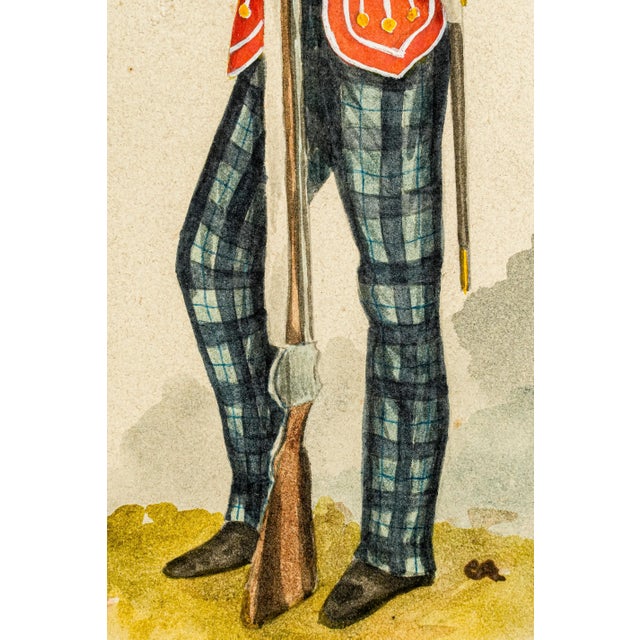 Late 19th Century Scottish Highland Soldier Watercolor Painting Antique British Military Portrait 19th Century Regimental Art Militaria For Sale - Image 5 of 9