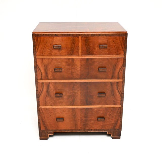 Art Deco Figured Walnut Chest of Drawers from Heals, 1930 For Sale - Image 4 of 11