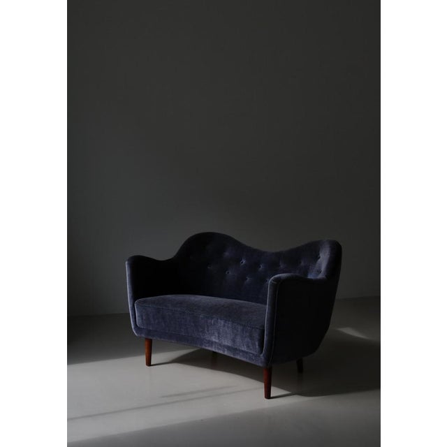 Early and important Finn Juhl "46" sofa made in the 1940s at original manufacturer Carl Brørup. The sofa is upholstered in...