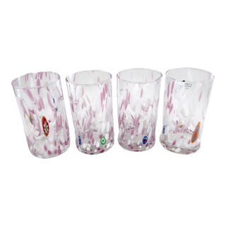 Hand Blown Alessandro Coppola Murano Art Glass Tumblers Handcrafted in Italy - Set of 4 For Sale