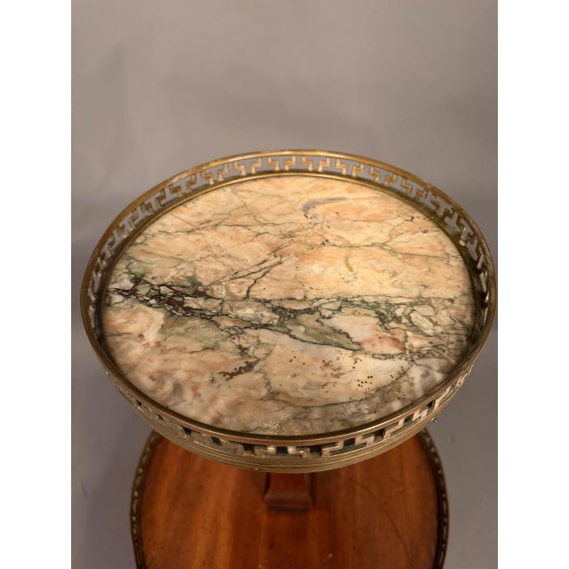 French Neoclassical Style Mahogany Side Table With Marble Top, Circa 1890 For Sale - Image 12 of 15