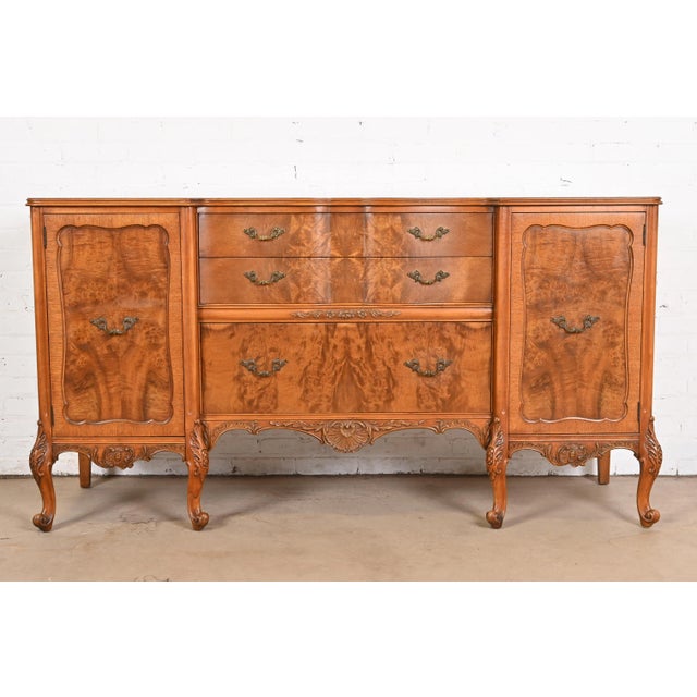 Romweber French Provincial Louis XV Burl Wood Sideboard or Bar Cabinet, Circa 1920s For Sale - Image 12 of 12