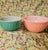 Beautiful, durable mixing and serving bowls. These two bowls are part of the rainbow collection manufacturerd by Anchor...