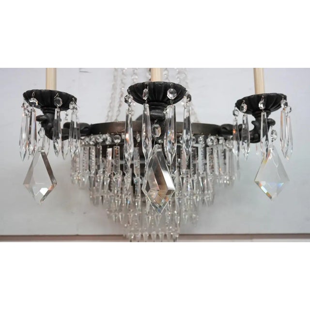 Niermann Weeks Empire Style Large Crystals and Metal Wall Sconce or Lantern For Sale - Image 9 of 12