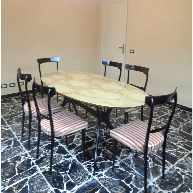 Mid-Century Modern Table and Chairs in the style of Paolo Buffa, 1950s, Set of 7 For Sale - Image 3 of 11