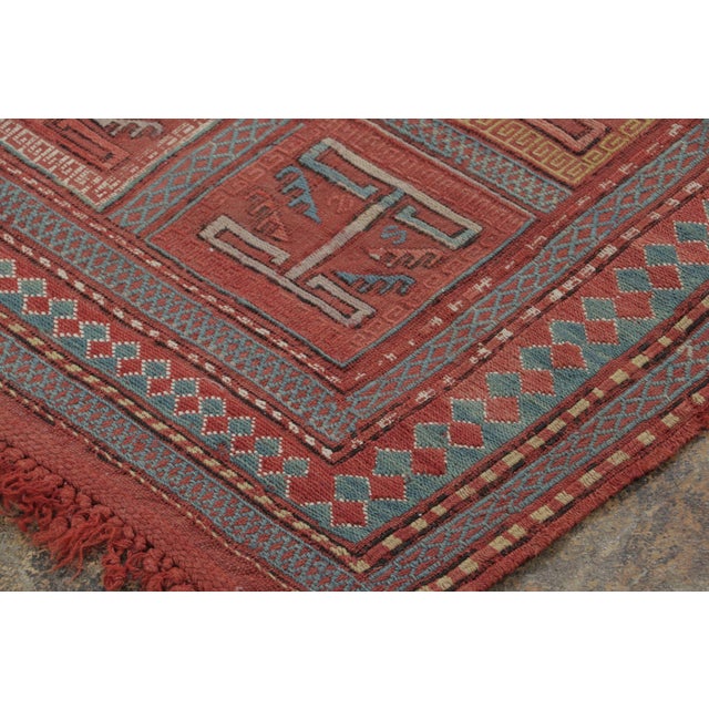 Mid 18th Century Antique Verneh Caucasus Rug in Red With Stylized Geometric Grids - Rug & Kilim For Sale - Image 5 of 7