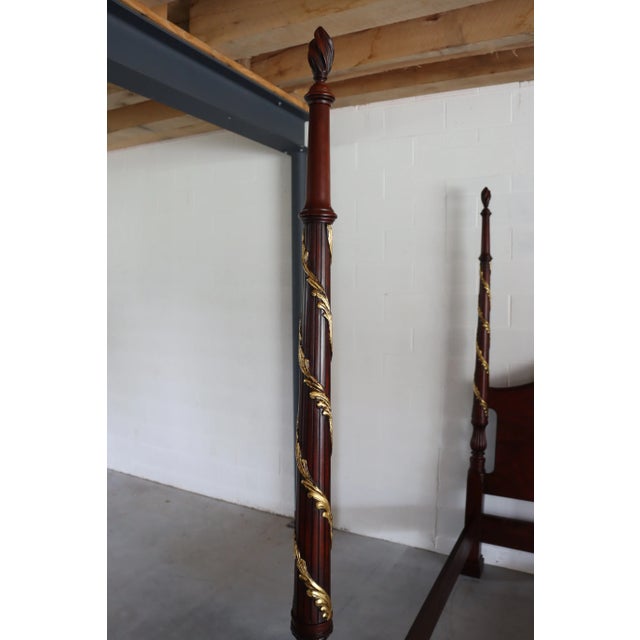 Wood Henkel Harris Queen Mahogany Poster Bed W/Optional Canopy For Sale - Image 7 of 13