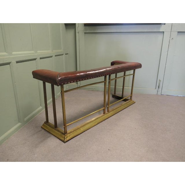 Brass and Red Leather Club Fender For Sale - Image 6 of 8