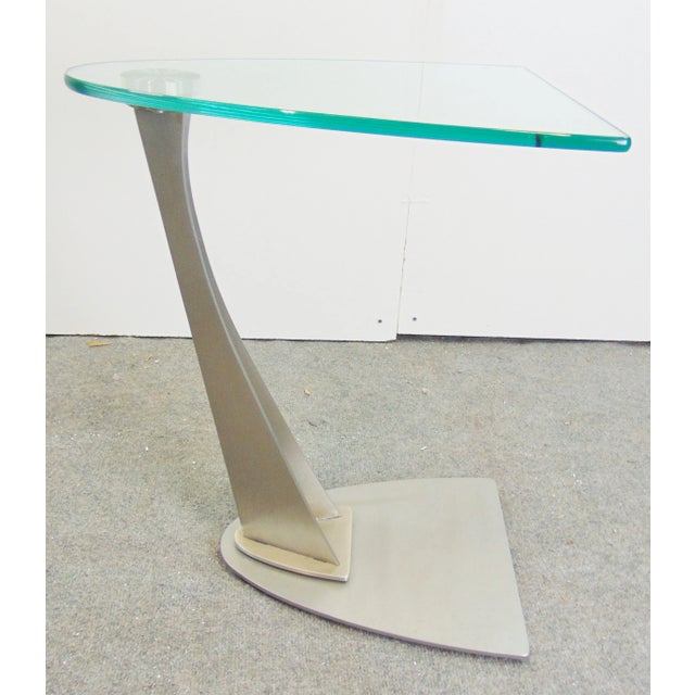 Late 20th Century Modern Design Cantilever Glass & Steel Table For Sale - Image 5 of 6