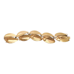 Vintage 1956 Signed Napier Florentine Finish Double Leaf Bracelet