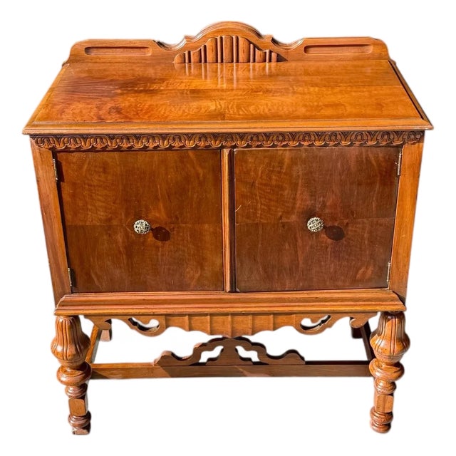 Antique Jacobean Revival Cabinet Sideboard Server Bar-Storage Buffet-Tudor-Entry For Sale