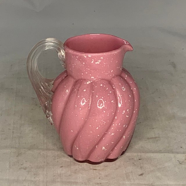 Art Nouveau 19th Century Vasa Murrhina Pink Spangle Glass Cream Jug For Sale - Image 3 of 9