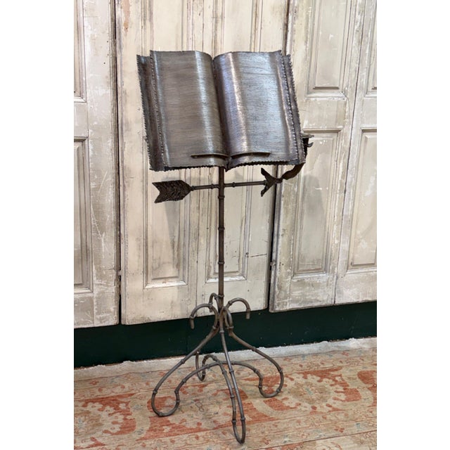 Italian Trompe l’Oeil Faux-Bamboo Iron Music Stand with Candlestick, Circa 1970s For Sale - Image 10 of 15
