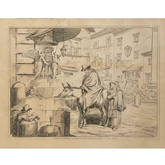 Bartolomeo Pinelli, Popular Costumes, Etchings, Framed, 1831, Set of 6 For Sale - Image 3 of 8