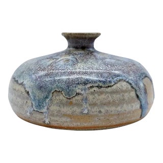 Jon Tury Studio Art Pottery Bud Vase Drip Glaze Signed For Sale