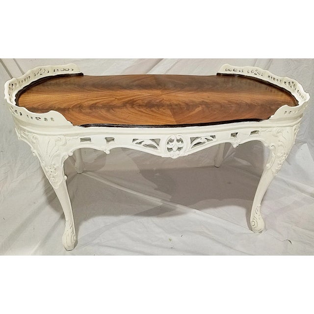 Rococo Carved and Painted 1920s Mahogany Coffee Table For Sale - Image 3 of 10
