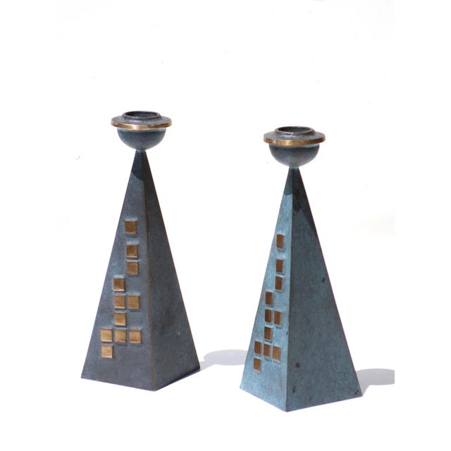 Metal Brutalist Bronze Candleholders from Strassacker Kunstguss Sussen, 1960s, Set of 2 For Sale - Image 7 of 7
