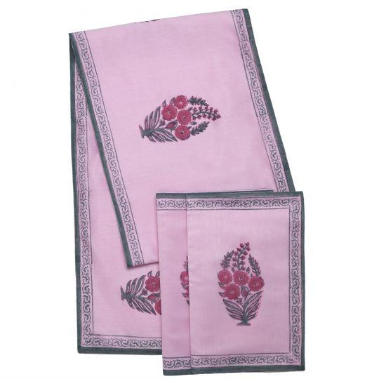 Indian Roza Pink/Teal Runner For Sale - Image 3 of 4