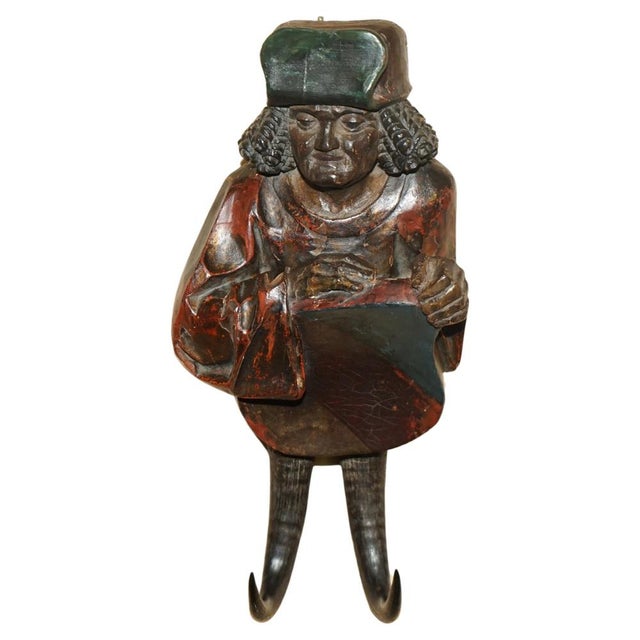 Antique Black Forest Hand-Carved and Painted Whip Hook, 1880 For Sale - Image 15 of 15