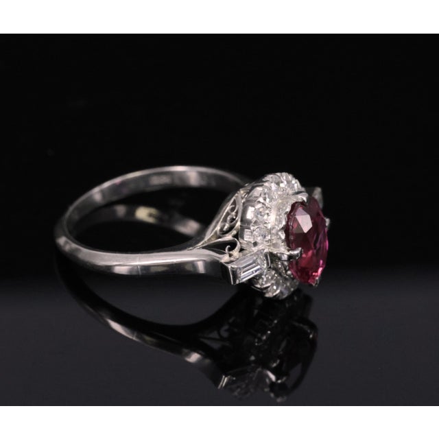 Late 20th Century 1.98ct Gia Thai Untreated - No Heat Ruby & 0.49ct Diamond Platinum Ring Size 7 For Sale - Image 18 of 18