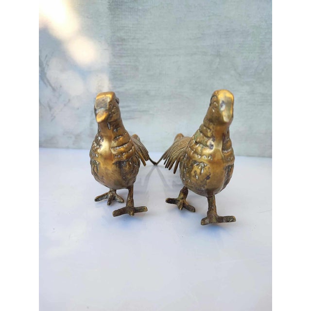 A pair of Japanese brass figurines from the 1950s, peacocks, peacocks, price for 2 pieces, dimensions - height 11.3 cm,...