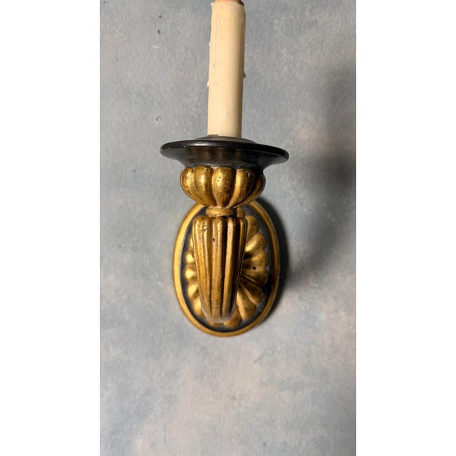 Neoclassical 1950s Neoclassical Partial Gilt Sconces - a Pair For Sale - Image 3 of 8