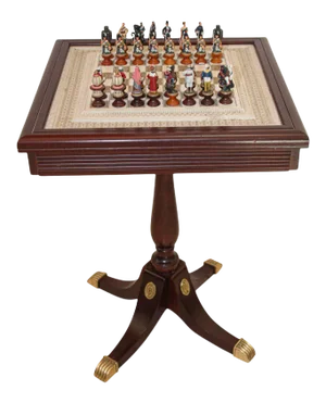 1980s "The Raj" Hand Painted India-British War 1857 Game Chess with Table