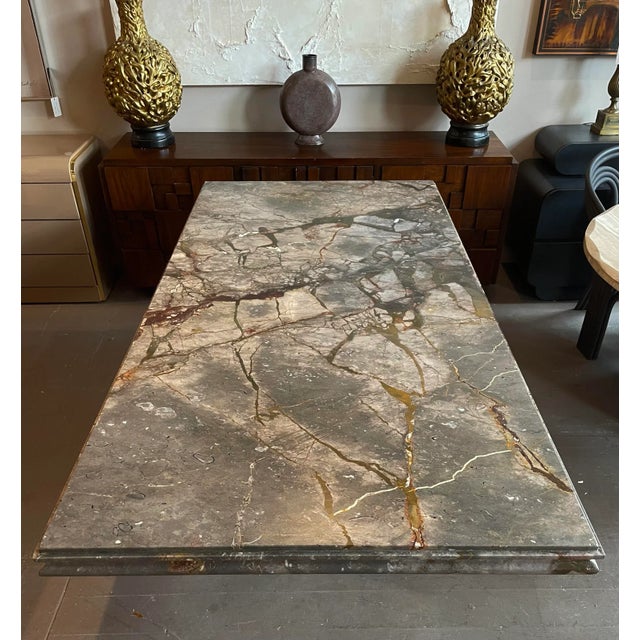 1980s Postmodern Vintage Emperado Honed Marble Dining Table For Sale - Image 10 of 13