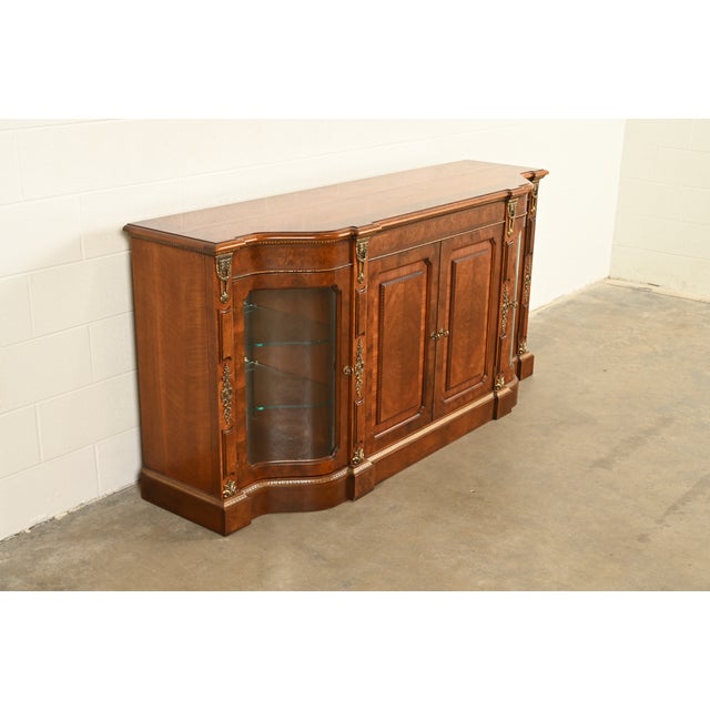 Henredon Henredon Grand Provenance Italian Neoclassical Inlaid Cherry and Burled Walnut Sideboard or Bar Cabinet, Circa 1980s For Sale - Image 4 of 16